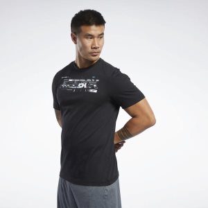 Reebok Graphic T Shirt Herren - Schwarz - DE 073-MGY